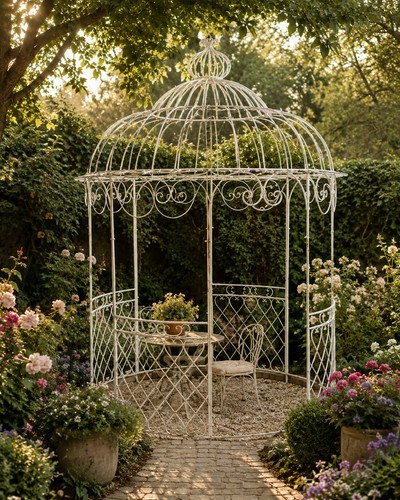 Large cream metal garden - large,