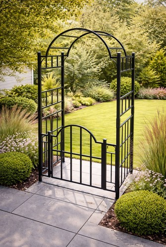 Metal garden arch and - and, gates