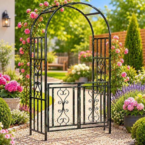 Garden arch with gates - garden,